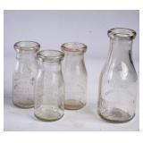 4 Spindale, NC Embossed Round Milk Bottles