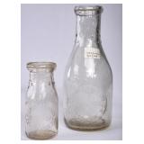 2 Forest City, NC Embossed Round Milk Bottles