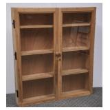 Wood 4 Shelf Display Cabinet with 2 Glass Doors