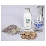 2 NC and SC Quart Milk Bottles & Caps