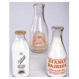 3 NC Painted Quart Milk Bottles