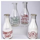 4 NC Painted Round Quart Milk Bottles
