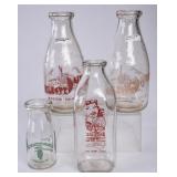 4 NC Painted Milk Bottles