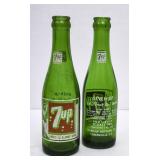 2 SC 7-up Green Glass Bottles