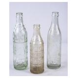 3 Asheville & Greensboro Embossed Soda Bottles
