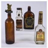 4 Vintage Glass Liquor Bottles