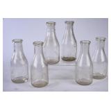 6 NC Embossed Round Clear Quart Milk Bottles