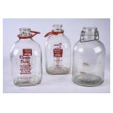 2 Rowan Dairy & Lindale Dairy Gallon Milk Bottles