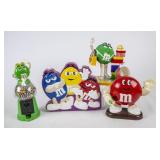 3 Plastic M&M Candy Dispensers & Box