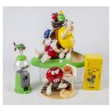 3 Plastic M&M Candy Dispensers & Box