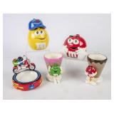 2 M&M Candy Jars w/Lids, 2 Ice Cream Bowls/More