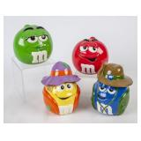 4 M&M Ceramic Candy Jars w/Lids