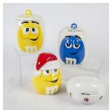 3 M&M Ceramic Candy Jars w/Lids & Bowl