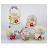 3 M&M Ceramic Planters & 2 Bowls