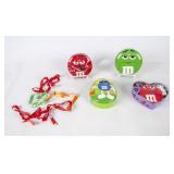 4 M&M Ceramic/Glass Candy Dishes w/Lid