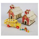 Vintage Fisher Price Schoolhouses, Bus & More Lot