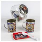 Slant Top Glass Cookie Jar w/Lid, Coke Tray & Ice