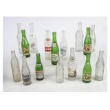 16 Vintage Green & Clear Soda Bottles