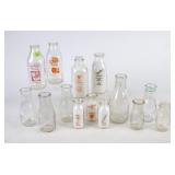 Lot of 14 Glass Milk Bottles