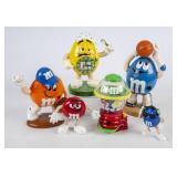 4 M&M Plastic Candy Dispensers and 2 Figures