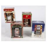 4 Budweiser Holiday Steins in Original Boxes