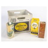 Biltmore Plastic Crate & 3 Wax Milk Cartons