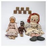 Antique Dolls And Blocks Lot