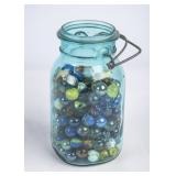 Marbles Variety Lot in Ball Mason Jar