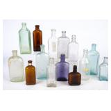 13 Glass Medicine Bottles