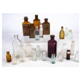Small Clear, Brown & Purple Glass Medicine Bottles