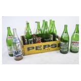 Pepsi Wooden Crate w/Various 32oz Soda Bottles