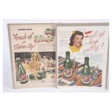 2 Vintage 1940s 7Up Advertisments