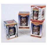 4 Budweiser Clydesdale Holiday Steins