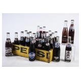 24 Filled Pepsi Bottles in Yellow Wooden Crate