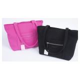 2 Small Vera Totes in Classic Black & Rose Petal