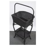 2-Tier Black Woven Wicker Display/Plant Stand