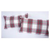 2 Red, White & Black Plaid Throw Pillows