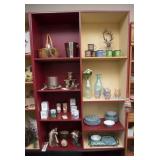 Painted Wooden Two-Section Wall Shelf Unit