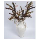 Nice Ceramic Triple-Handled Urn w/Artificial Plant
