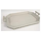 Large Gray Wooden Tray w/Handles