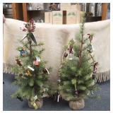 Cute Christmas Ornaments & 2 36" Trees