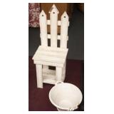 Cute Painted Garden Chair & Handled Bowl