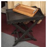 Black Wooden Tray w/Stand & Small Tray