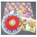 Wool Hooked Rug, Flags, and Banners