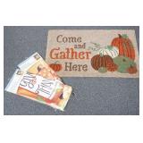 Harvest Door Mat & 2 Standard Garden Flags