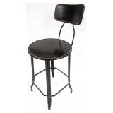 Black Industrial Style Bar Stool with Back