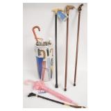 Umbrella Stand w/Canes, Umbrellas & Shoe Horns