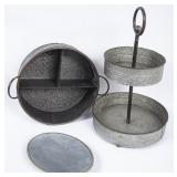 3 Zinc Serving Pieces