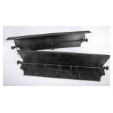2 Black Wooden Wall Shelves w/Metal Hooks