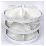 Round 3-Tier White Metal Rotating Display
